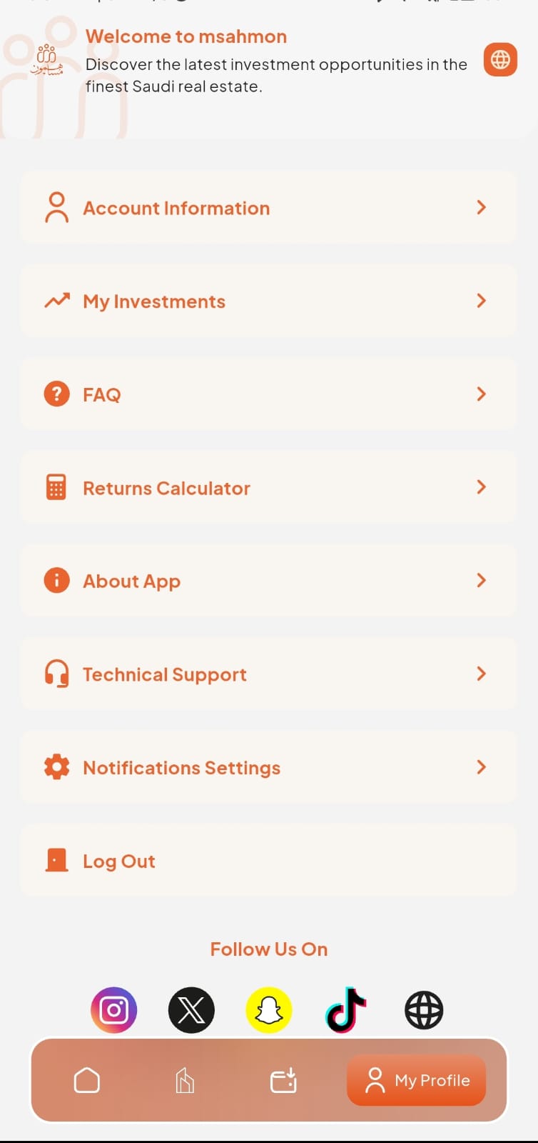 Msahmon Profile Menu